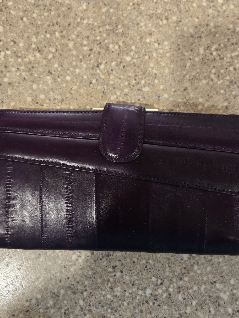 Sleek Women's Eel Clutch Wallet in Deep Purple NWOT